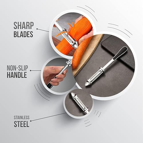 Image of Kitchen Expert Stainless Steel Fruit Peeler | 3-in-1 | Fruit & Vegetable Peeler | Shredder Slicer Grater for Salad, Potato, Carrot | for Kitchen Versatile Vegetable Peeler for Salad Preparation