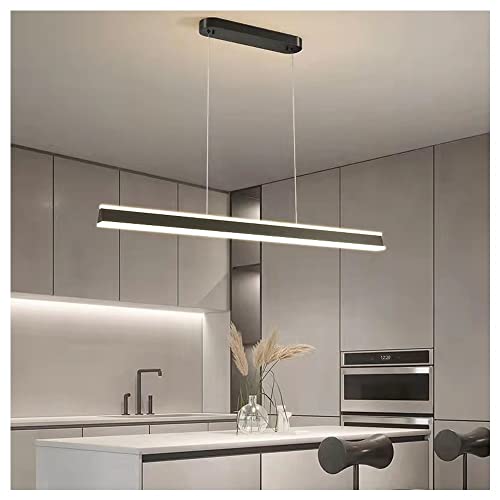 Chandelier LED dimmable noir 120cm suspension moderne pour îlot de cuisine