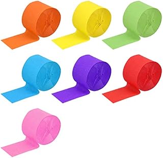 NATUCE Party Streamers, 7 Rolls 4.5cm x 25m Crepe Paper Streamer, Rainbow Paper Streamers, Colourful Streamers Backdrop Hanging Decorations for Birthday Party, Wedding and Festival Decorations