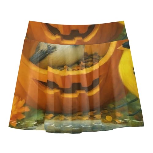 Tennis Skirts for Kids Pumpkin Birds Orange Girls Skorts Athletic Shorts Rainbow Little Girl 4t