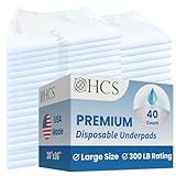 HCS Gel Filled Disposable Underpads 30'x36', Bulk - Medical Bed Pads, Disposable Adult Chucks Pads - USA Made, Ultra Absorbent - Elderly, Baby, Adult Pee Pad - 300lb, Incontinence Bed Pad (40, White)