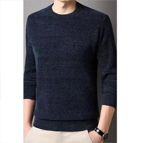 Pure Mink Cashmere Sweater Mens O Neck Pullovers Knit Large Size Winter Male Tops Long Sleeve3
