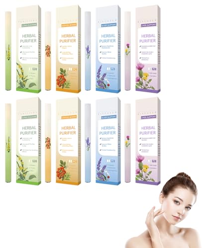 hommova Diffuser Pen, 8Pcs Inhaler Purifier Stick Blend Set with Mullein Dandelion and Lavender Mint Pocket Sized