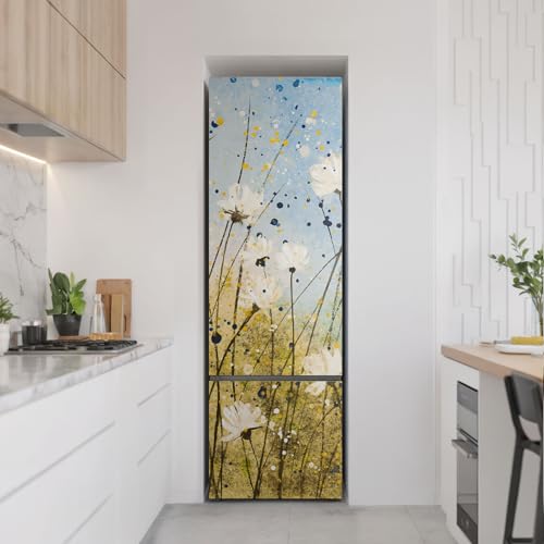 Vinilo para nevera alta calidad diseño acuarela pradera 60x190 cm 3