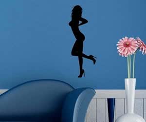 Wall Tattoo Sexy Woman Nude Tattoo Wall Sticker Dance Shoes Door