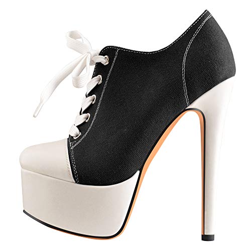 Richealnana Women's Canvas Ankle Boots Platform Low Top Fashion Sneaker