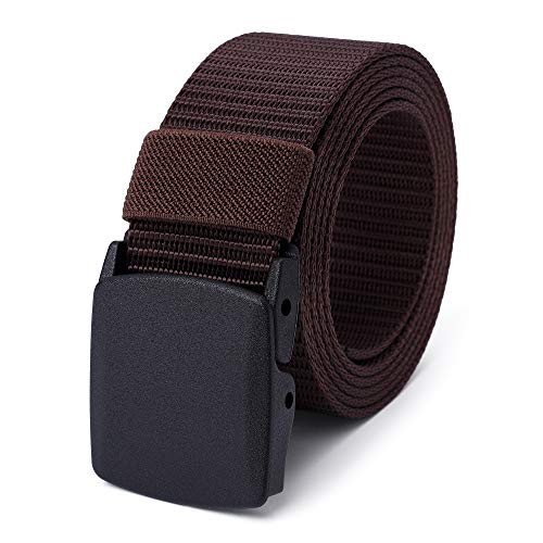 Mile High Life Nylon Web Belt Outdoor Military Belt With TSA Safe Plastic Buckle Belt Brown