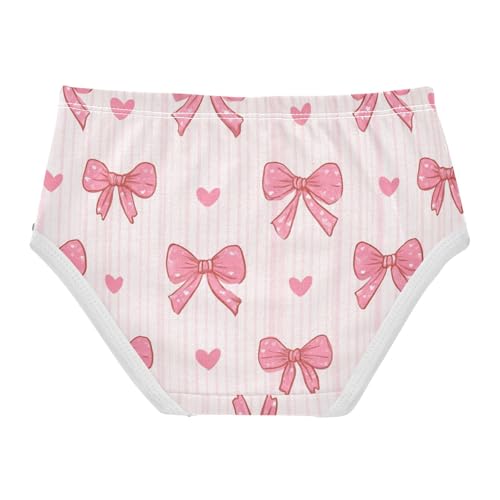 Wusikd Pink Bows Hearts Pink Striped (2) Girls' Underwear Cotton Girls Briefs Soft Toddler Underwear 2T2