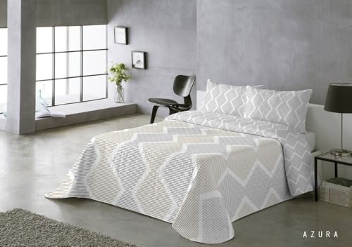 BOHEME Colcha Estampada Reversible Azura Dorado. Colcha Cama 180-270X270 cm