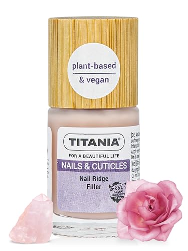 TITANIA® Ridge Filler Nagellack 12ml, Rillenfüller >86 % natürliche Inhaltsstoffe, Vegan, Schnelltrocknend, glättet Rillen, Unterlack, Bambusdeckel, Dermatologisch bestätigt