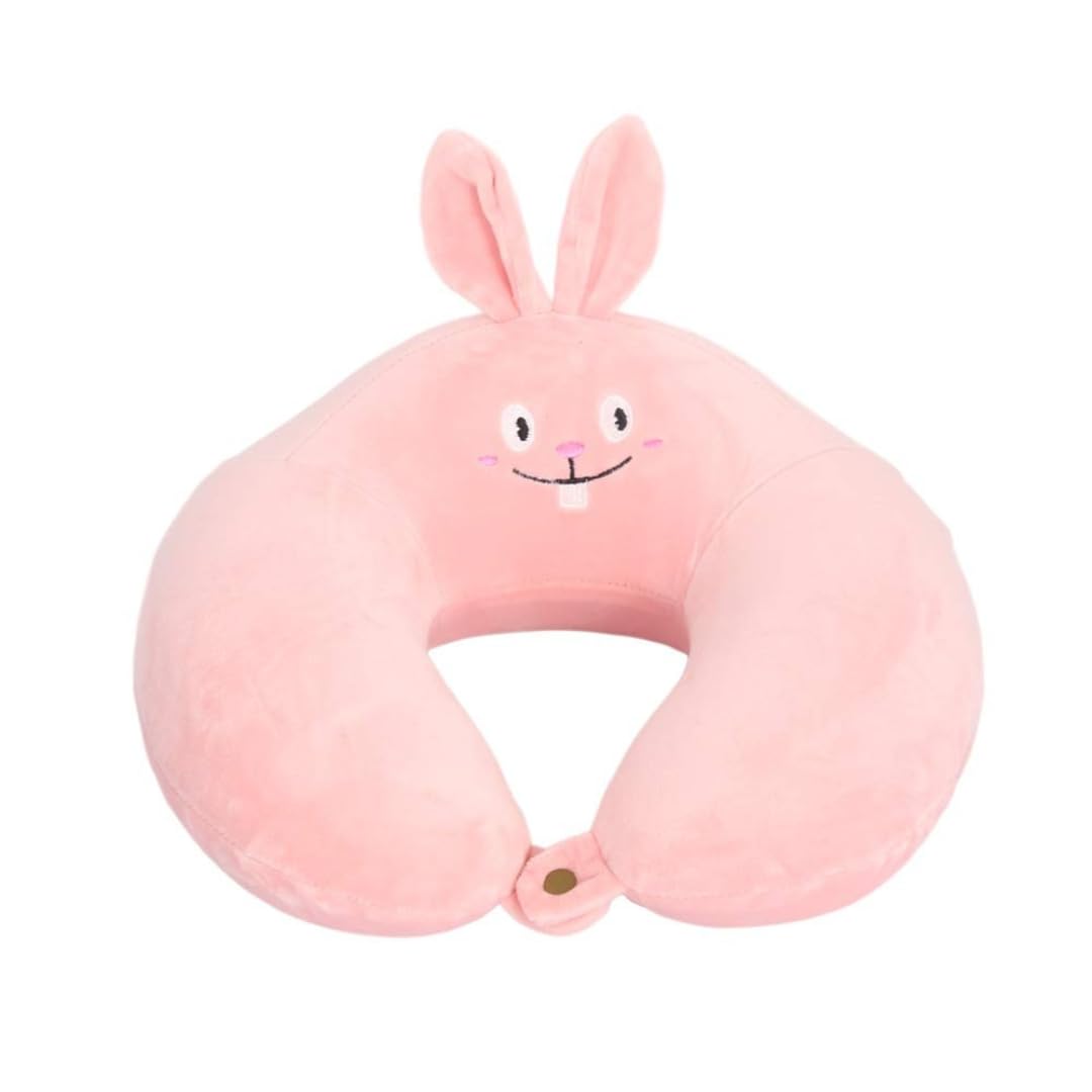 Mega Tree Memory Foam Travel Neck Pillow with Removable Plush Cover – 360° Head, Neck & Chin Support Cushion for Airplane, Car, Train & Bus Soft U-Shaped for Men & Women (Pink)-image-45