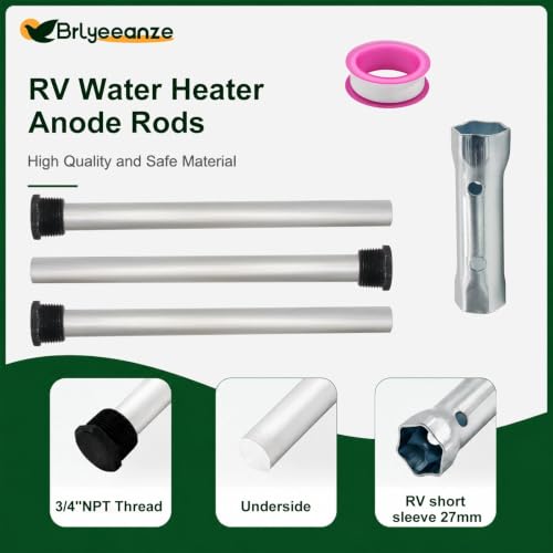 Image of RV Hot Water Heater Anode Rod 3 Pack | Fits for Suburban and Morflo - 9.25''Long & 3 /4'' Thread Lasting Tank Corrosion Protection, For RV Camper and Trailer Heaters