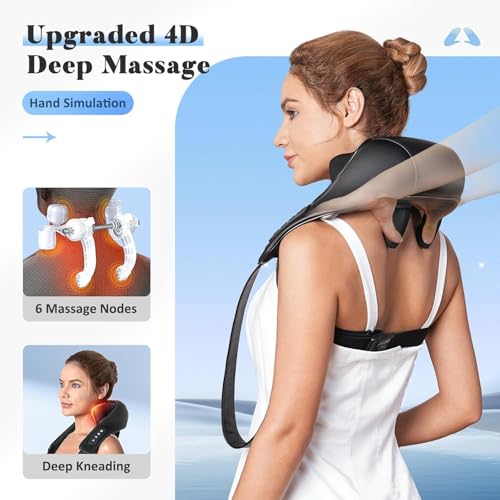 Image of Careboda Wireless Neck Massager for Cervical Pain Relief with Heat Therapy | 5D Deep Tissue Shiatsu Back Massager, Cordless & Rechargeable | Neck and Shoulder Massager Machine for Pain Relief