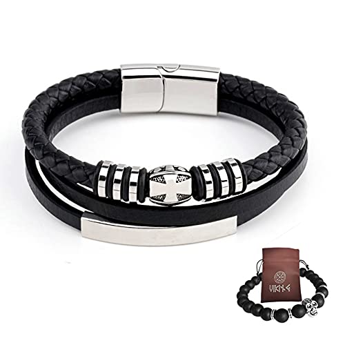 Bracelet perles bricolage argent homme manchette cuir fait main