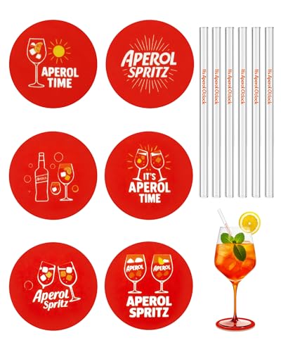 Etlee Aperol O'clock 6er Glasstrohhalm Set