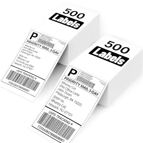 1000 - Direct Thermal Labels 4 x 6 (100 x 150 mm) Permanent Adhesive Shipping Labels Compatible with Royal Mail Etsy Ebay Amazon Shopify (2 Stacks (1000 Labels))