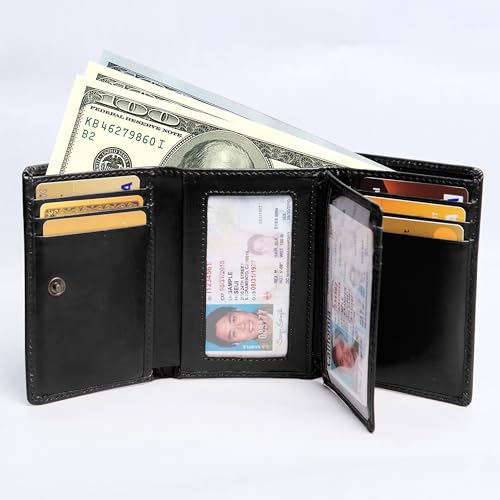 VERSAINSECT king Trifold Genuine Leather Wallet for Men With Flip Out ID Window (Brown)2