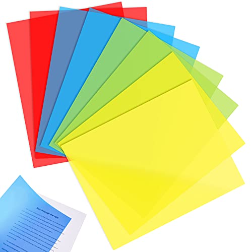 KONUNUS 8 unidades de superposición de color para dislexia, regla A4, dislexia superposiciones de colores para ayudas de lectura, estrés visual, síndrome de irlens y ADHD (8 piezas, A4) Cover