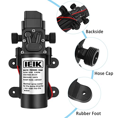 Image of Water Pressure Diaphragm Pump DC 12V 30W Water Pressure Sprayer Pump 3LPM 0.8 GPM 100PSI 130ft Self Priming Pump for Caravan RV Boat Marine Agricultural Spraying Port