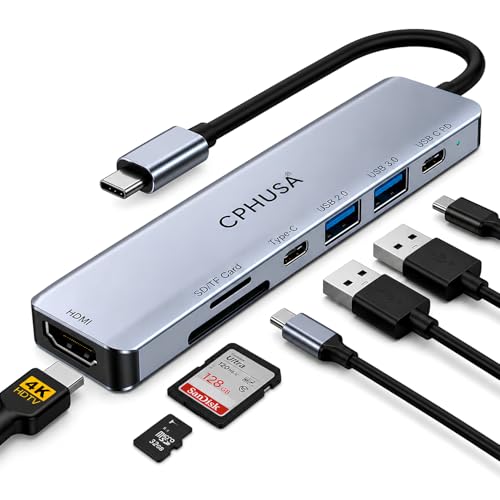 USB C Hub 7-in-1 with SD/TF Reader