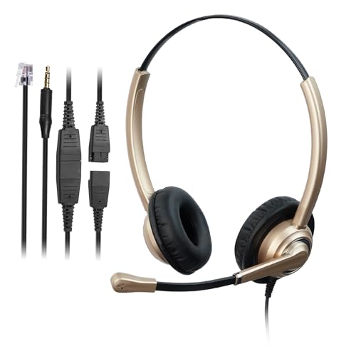 MAIRDI Phone Headset with Microphone Noise Canceling, Telephone Headset for Office Landlines, with 3.5mm Connector for PC Laptop, Work for Nortel Yealink IP Phones Cisco 6851 6945 7841 7861