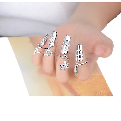 Hot Selling! Layhome Adjustable Women Girls Nail Ring Nail Decoration (4 fingers)