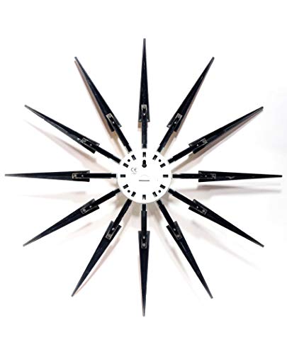 Infinity Instruments Celeste Starburst Wall Clock, Retro Midcentry Spoke Design, Easy To Hang Keyhole, 24 Inch, Natural Wood #TOP1