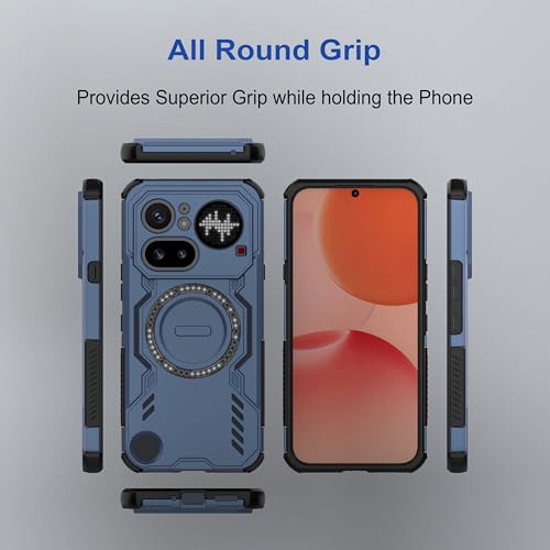 Image of amazon basics Back Case Cover for Nothing Phone (4a) Pro | Magnetic Case with Built-in Metal Ring | Supports MagSafe Charger, Wallet & Car Mount | Shockproof Hybrid PC + TPU | Blue