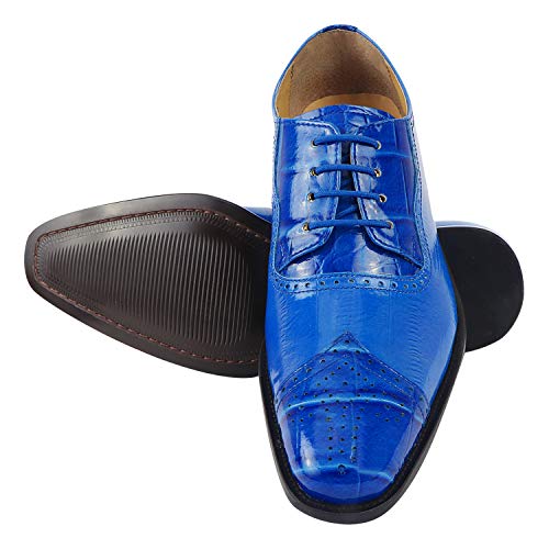Image of LIBERTYZENO Mens Brogue & Plain Genuine Leather Animal Print Lace Up Oxford Dress Shoes for Easter Gift
