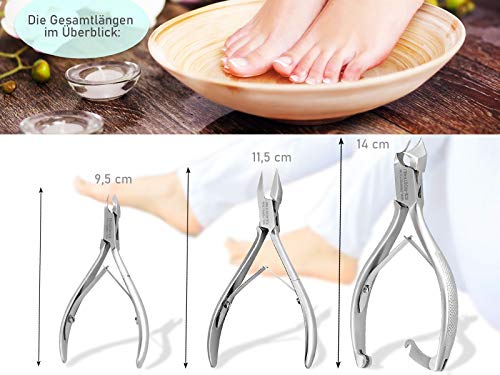 Pediküre Nagelzange Kopfschneider Eckenzange Nagelhautzange Set inkl. 2 Eckenheber – Bild 3