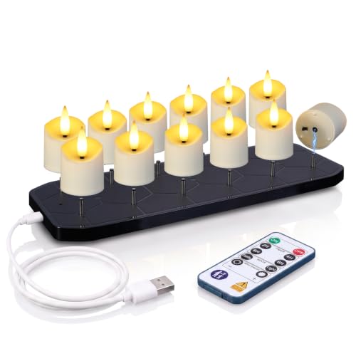 Image of Homemory 12 Pack Rechargeable Tea Light Candles with Remote, 2 /4 /6 /8H Timer