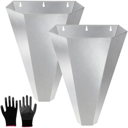 TAGEPUJIE Chicken Cone Galvanized Steel Poultry Restraining Cone with Safety Gloves for Chickens Broilers Roasters and Turkeys Up to 15 Pounds Flat-Back Design Easy to Clean (2 Pack)