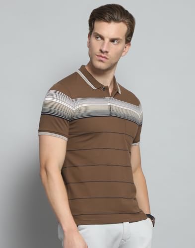 Image of Monte Carlo Men's Regular Fit Polo T-Shirt | Half Sleeve | Striped Collared Tee | Casual Everyday Wear | Stylish & Comfortable Tshirt for Men