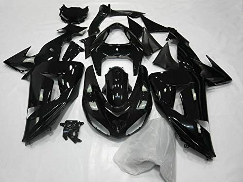 ZXMT Motorcycle Fairing Kit Glossy Black Painted Fairings with Bolts Set for Kawasaki Ninja ZX10R 2006 2007 (19 Pcs) - Thumbnail 4