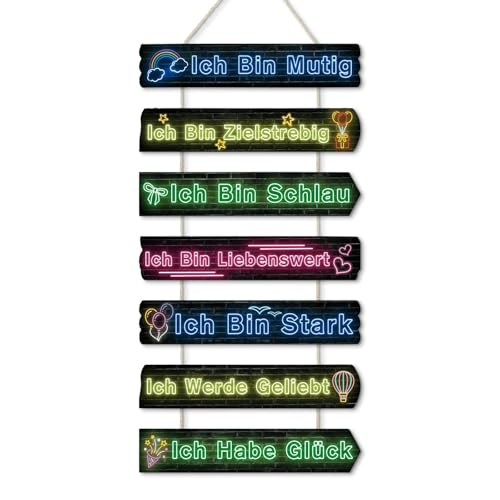 Putuo Decor Inspirierende Wanddekoration farbenfrohe Wandkunst für Kinderzimmer für Mädchen und Jungen MDF inspirierende Zitate mit positiven Sprüchen Schild für Jugendzimmer