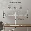 ErGear Dual Monitor Stand for 13 to 32 Inch Screens, Dual Monitor Arm Desk Mount Ergonomic Viewing Angle, Adjustable, Holds up to 8kg per Arm, VESA 75/100mm, White #3