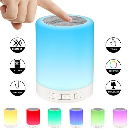 Ideal Festival Gifts for Kids/Man/Woman,Smart Touch Control Beside Lamp Portable Music Speaker,LED Multiple