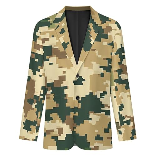 Green Brown Camouflage Funny Suits Blazer for Men Business Jacket 2 Button Sport Coat Wedding Office3