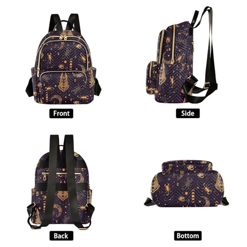 Image of Mini Backpack Egyptian Style Anubis Moon Fashion Backpack Purse for Women,Handbag Shoulder Bag Casual Daypack, Ladies Gift for College Work(S)