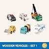 Battat Wood Cars for Kids 6 Pieces Toy Vehicle Set Mini Rescue & Construction Vehicles Toddler Truck Toys 3+ Years Wooden Vehicles Set 1