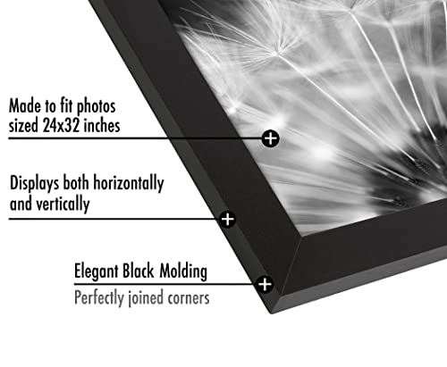 Americanflat 24x32 Poster Frame with Polished Plexiglass - Black Picture Frame - Wide Photo Frames Made of Engineered Wood for Vertical or Horizontal Wall Display - Epic Collection - Black