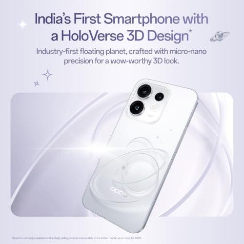 Image of Oppo Reno16 5G (Starry White, 8GB, 256GB) | 3D Design | 50MP 3.5X Telephoto Camera | 4K 60fps HDR Video | AI Remix Collage | Snapdragon 7 Gen 4 | 6700mAh 80W SUPERVOOC | ColorOS 16 | IP69K