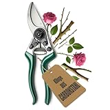 com-four® Gartenschere, Rosenschere, Baumschere mit Bypass-Schneide für Äste und Zweige mit beschichteten Aluminiumgriffen und Klinge aus Carbonstahl für Äste und Zweige