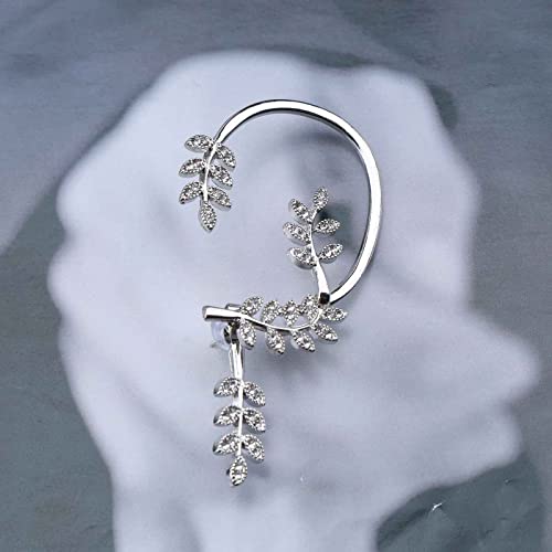 Yheakne Boho Cz Leaf Ear Climber Earrings Silver Crystal Leaf Ear Wraps Earrings Vintage Leaf Cuff Earrings Branch Crawler Earrings Jewelry For Women And Girls (Silver) #TOP2