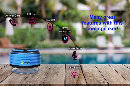 Bluetooth Shower Speaker Waterproof - FM Shower Radio - Portable Wireless Outdoor Speakers - Loud Sound and Deep Bass for Pool, Beach, Kayak, Boat, and Bathtub