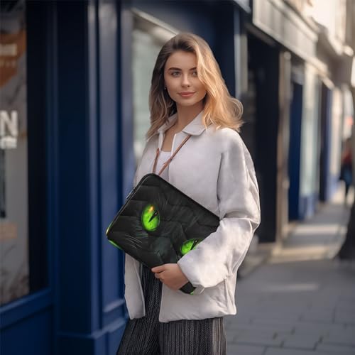 Funda para portátil de 13-14 pulgadas con diseño de ojos verdes de gato miniatura 7