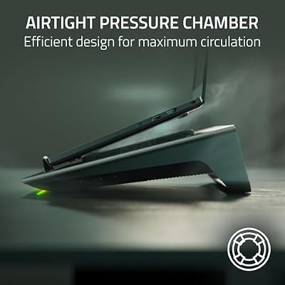 Razer Laptop Cooling Pad: Adaptive Smart - Intelligent Fan Control - Airtight Pressure Chamber - Fits Most Laptops & Macbooks 14 to 18 - Preset & Custom Fan Curves - 3 Port USB Type A - Chroma RGB