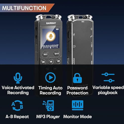 Image of Digital Voice Recorder 136GB 1536KBPS 9724Hours Recording Capacity 32H Battery Time Voice Activated Recorder with Playback Noise Reduction Dictaphone with Microphone Jack for Meeting Lecture