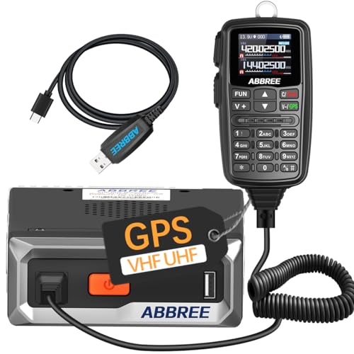 ABBREE Mobile Ham Radio 30W GPS Dual Band 136-174MHZ/400-480MHZ NOAA VHF/UHF Long Range Base Station Two Way Radio with Speaker Mic Air Band Dual PTT DTMF 500Channels for Car Vehicle Radios