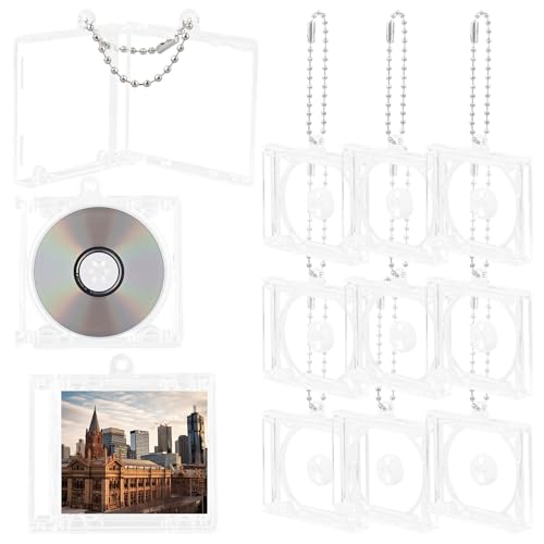 Image of AUEAR, 12 Pack Mini CD Keychain Album Cases Plastic DVD Holder for DIY Decor